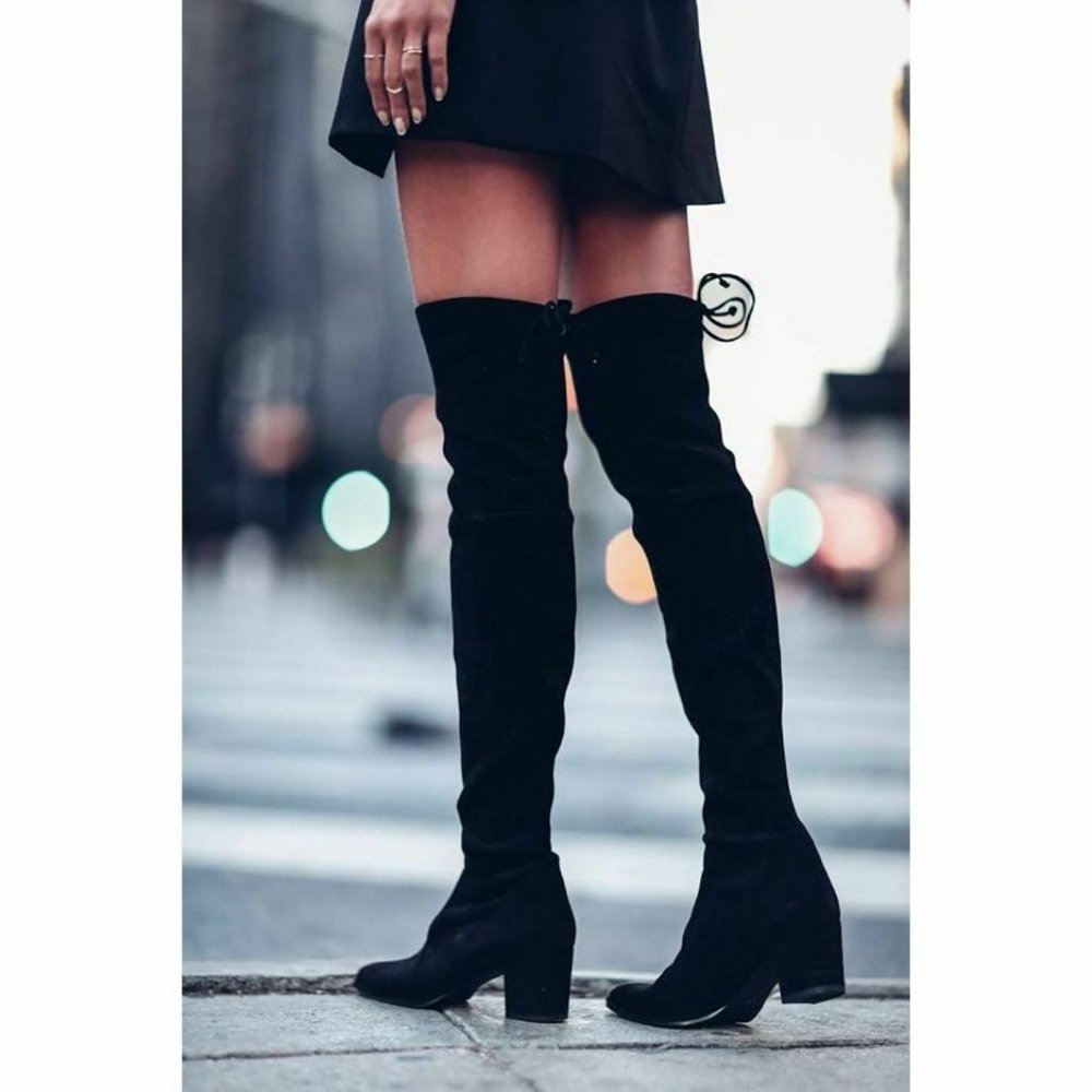Stuart Weitzman Suede Tieland Black Over The Knee Boots Size 6